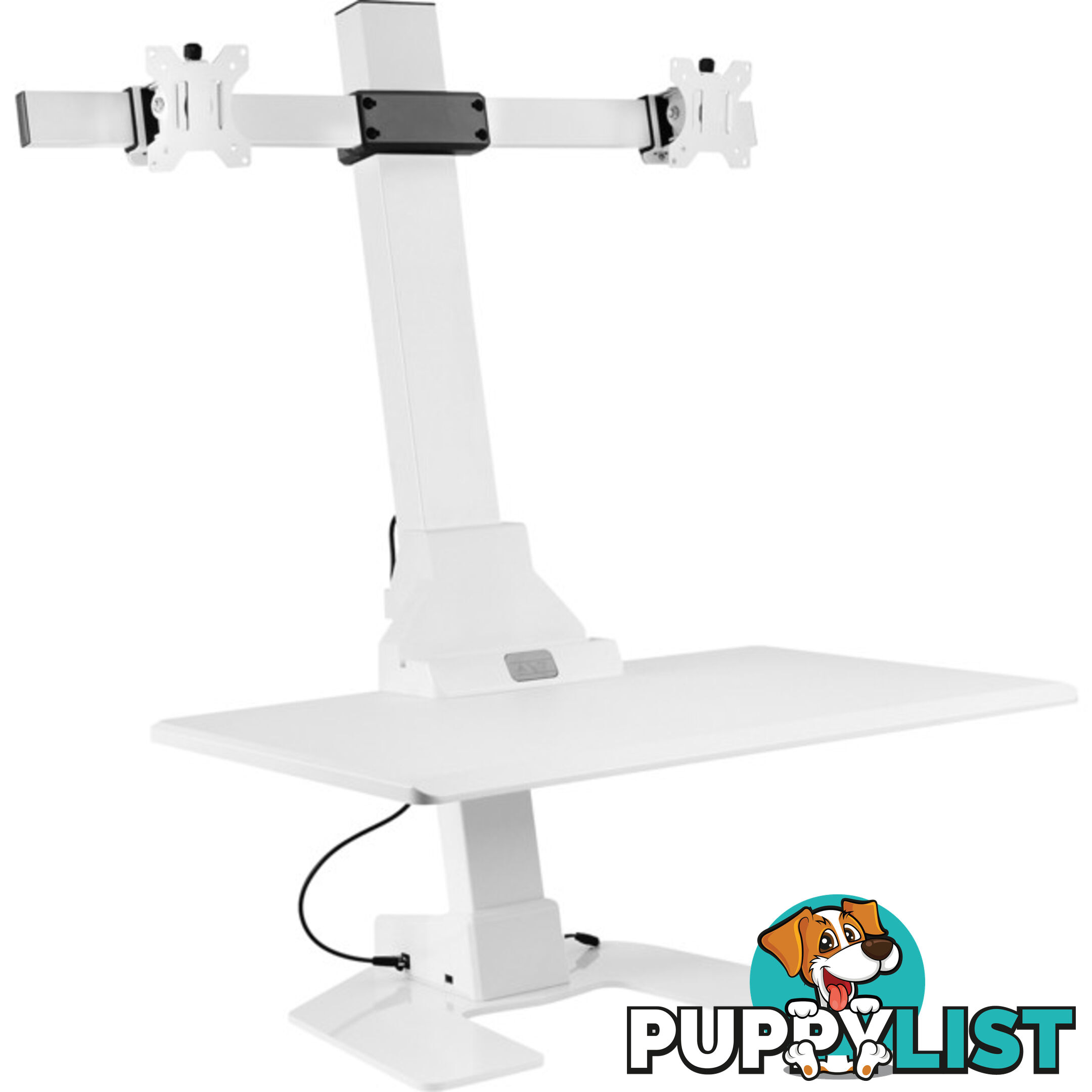 EDT10T02W DUAL MONITOR ELEC SIT STAND DESKTOP WORK STATION- WHITE