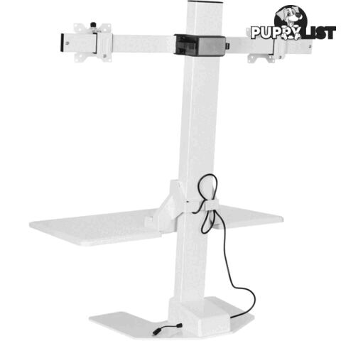 EDT10T02W DUAL MONITOR ELEC SIT STAND DESKTOP WORK STATION- WHITE