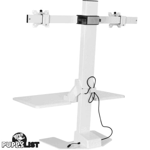 EDT10T02W DUAL MONITOR ELEC SIT STAND DESKTOP WORK STATION- WHITE