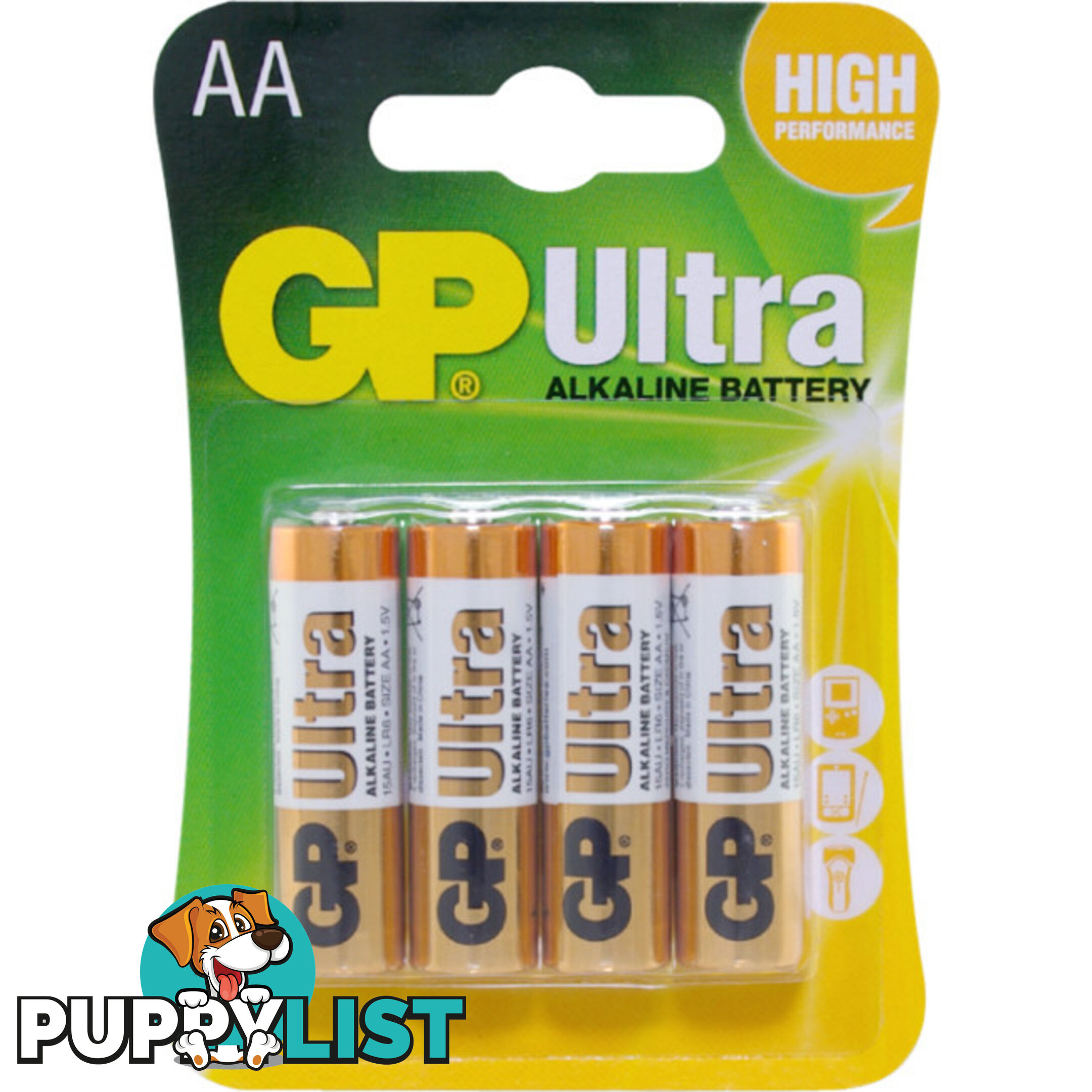 GP15AUC4 GP 1.5V ULTRA ALKALINE AA BATTERY CARD OF 4