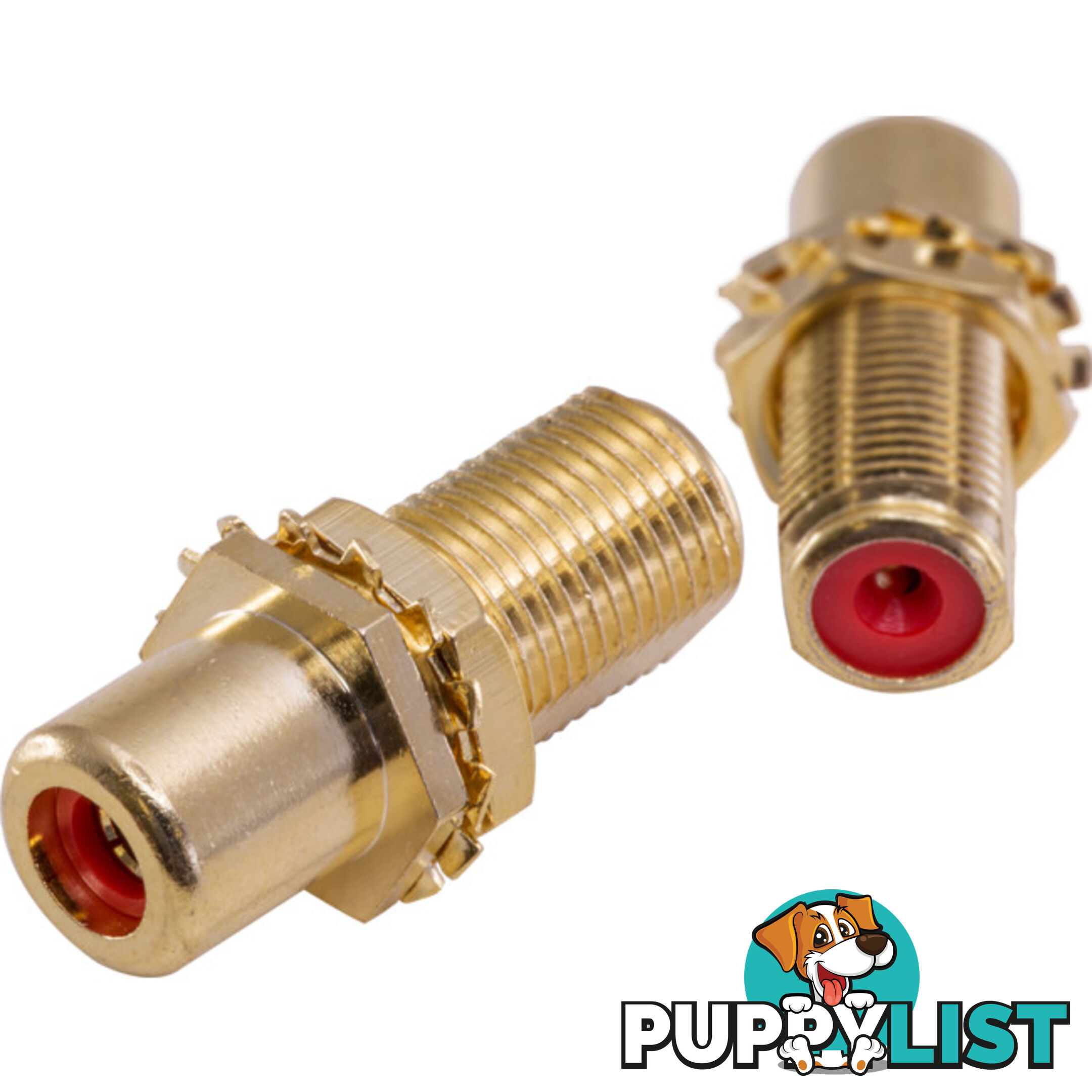 KPARCFR GOLD 'F' SOCKET TO RCA SOCKET RED JOINER - KORDZ