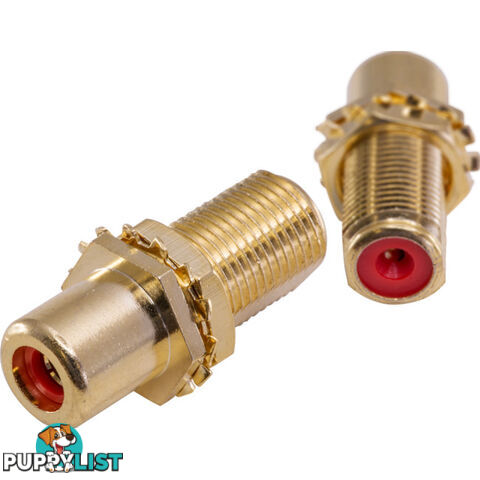 KPARCFR GOLD 'F' SOCKET TO RCA SOCKET RED JOINER - KORDZ