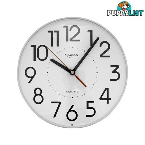 CS1067WH 225MM (9") ROUND WALL CLOCK EASY TO READ NUMBERS JADCO