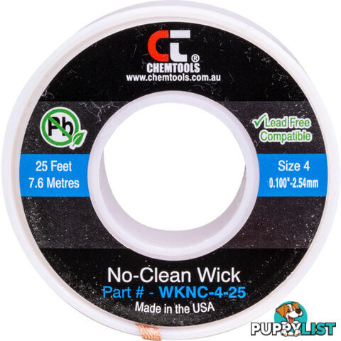 SWNC4L 2.5MM X 7.5M SODER WICK BRAID CHEMTOOLS #4 BLUE NO CLEAN