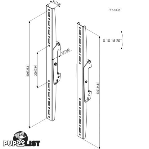 PFS3306 80KG INTERFACE DISPLAY STRIPS 630MM CONNECT IT SERIES