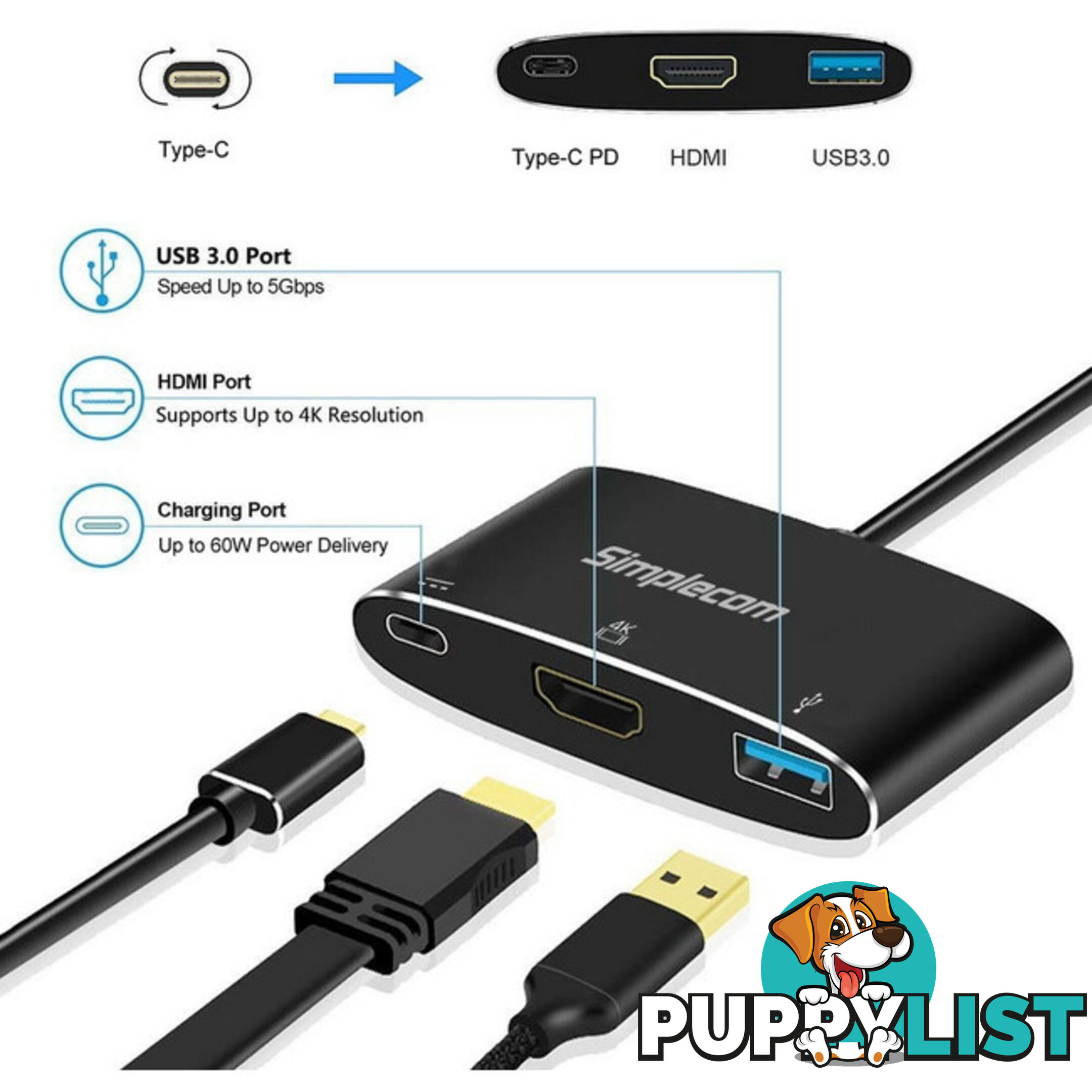 DA310 USB3.1 TYPE-C TO HDMI WITH PD