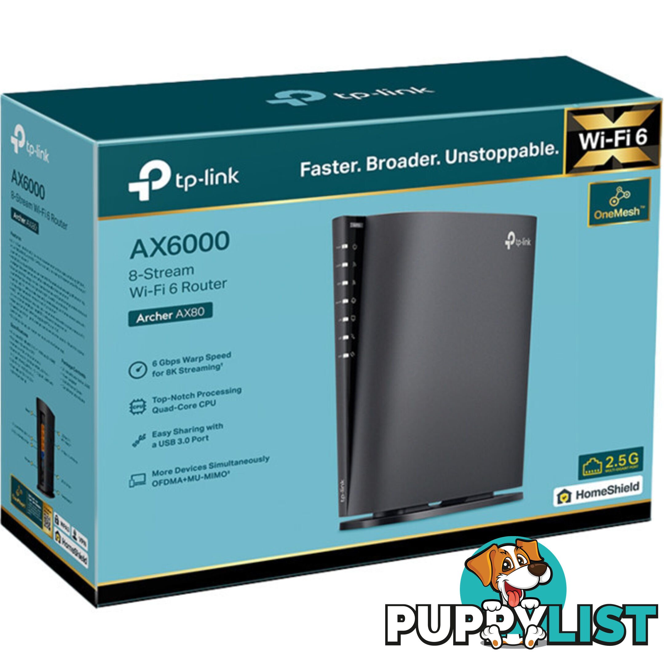 AX80 AX6000 8 STREAM WIFI6 ROUTER WITH 2.5G PORT