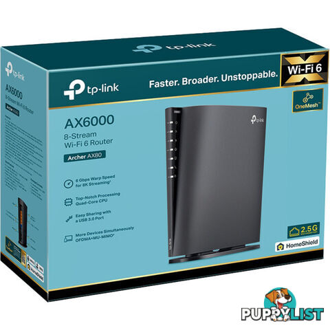 AX80 AX6000 8 STREAM WIFI6 ROUTER WITH 2.5G PORT