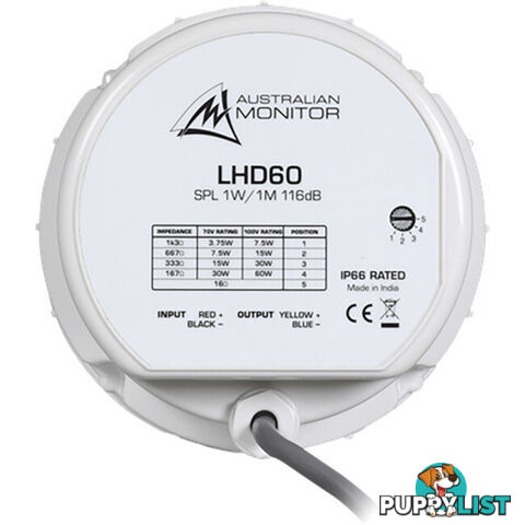 LHD60 60W 100V HORN DRIVER REQUIRES H16 OR HK16 FLARE