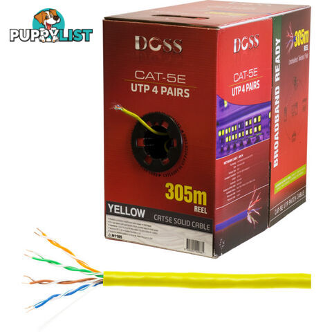 C5RYLW 305M CAT5E SOLID CABLE YELLOW SOLD AS 305M ROLL