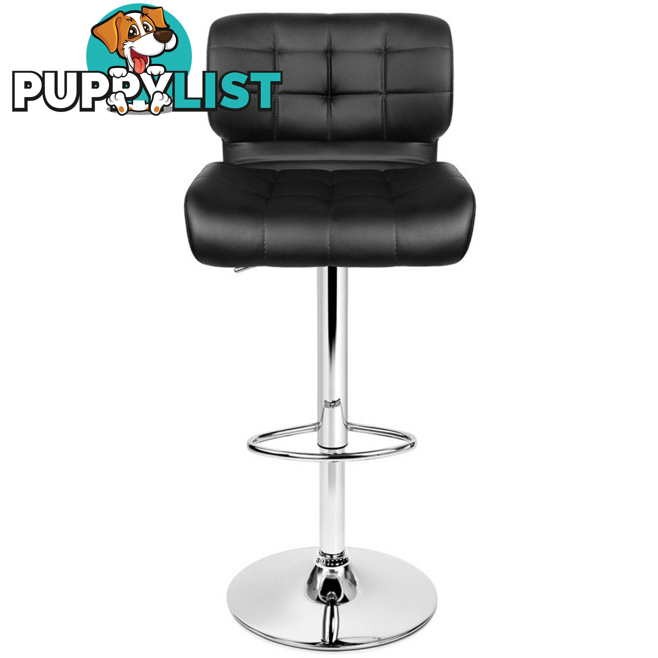 2 x PU Leather Bar Stools Kitchen Cafe Dining Pub Island Swivel Chairs Black