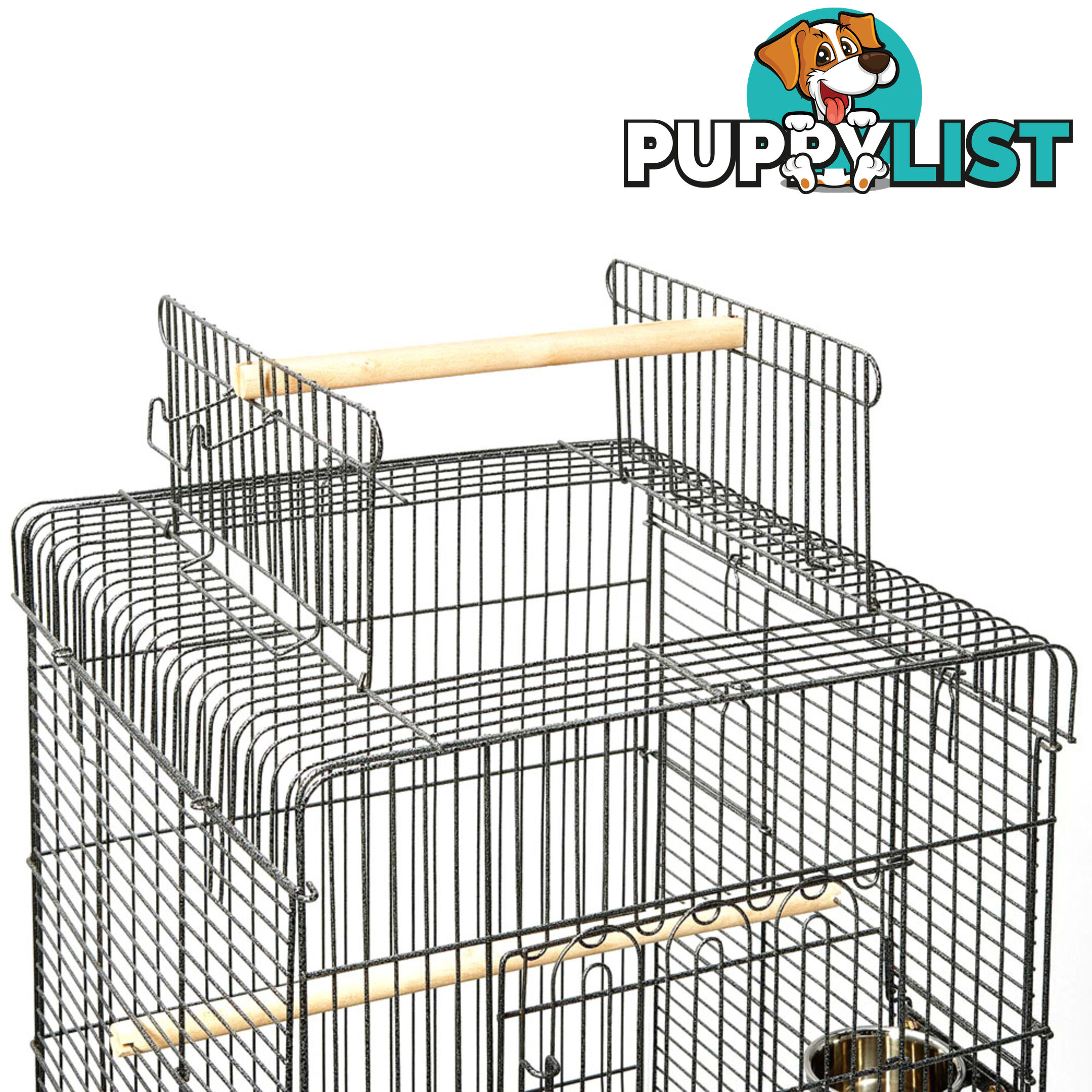 New 145cm Bird Cage Canary Parrot Budgie Pet Aviary Stand Wheel Open Roof Black