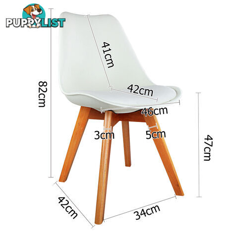 Set of 2 Dining Chair PU Leather Seat White