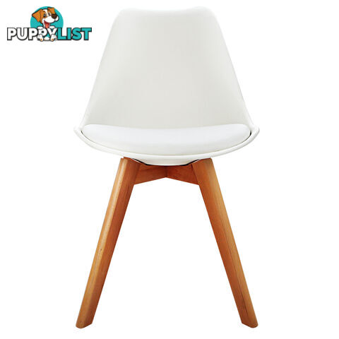 Set of 2 Dining Chair PU Leather Seat White