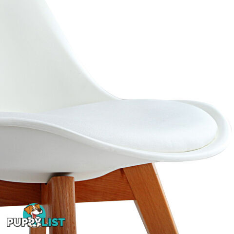 Set of 2 Dining Chair PU Leather Seat White