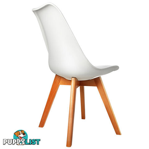 Set of 2 Dining Chair PU Leather Seat White