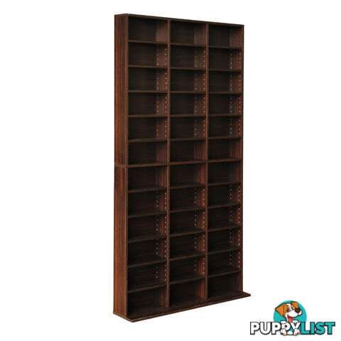 CD DVD Storage Shelf Rack Stand Cupboard Book Unit 528 DVD / 1116 CD Brown