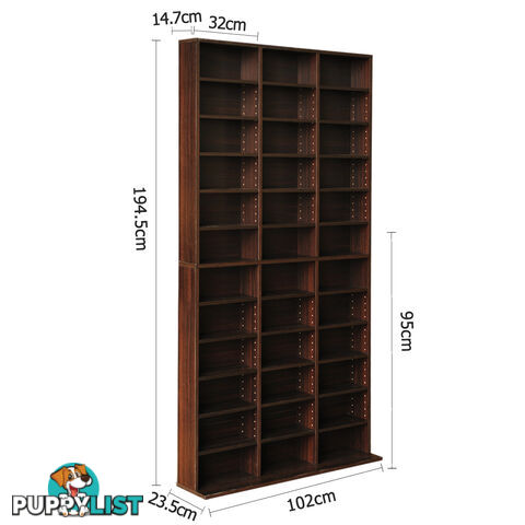 CD DVD Storage Shelf Rack Stand Cupboard Book Unit 528 DVD / 1116 CD Brown