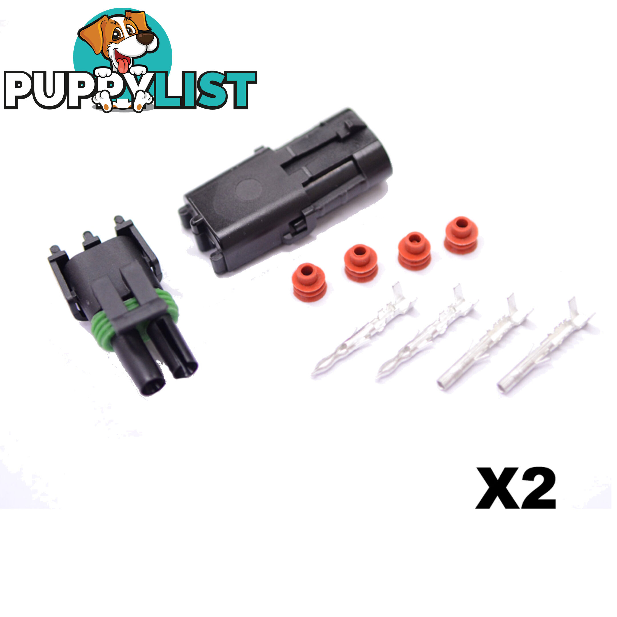 2PCS KITS 2 WAY 1.5MM WATERPROOF AUTO ELECTRICAL WIRE CABLE CONNECTOR PLUG