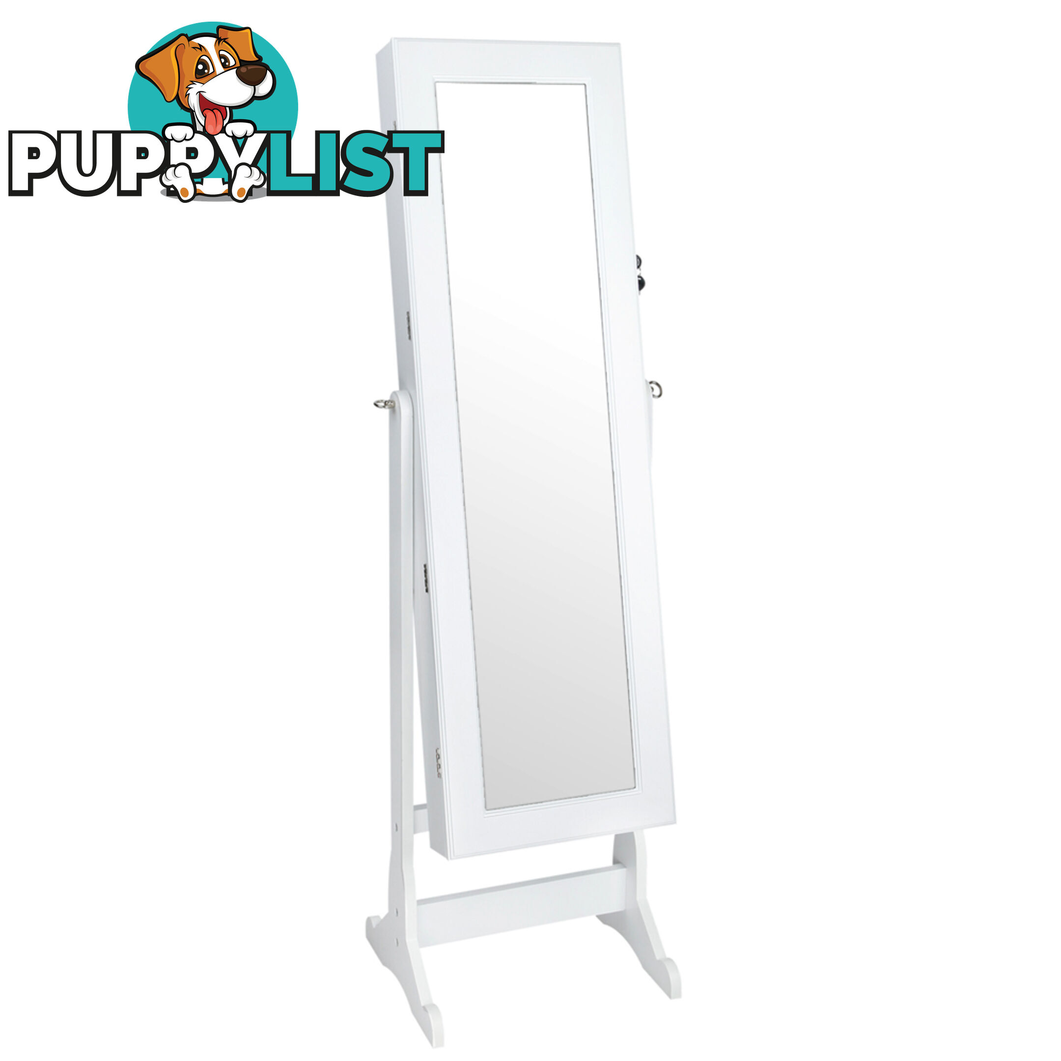 Mirror Jewellery Cabinet Storage 146cm White