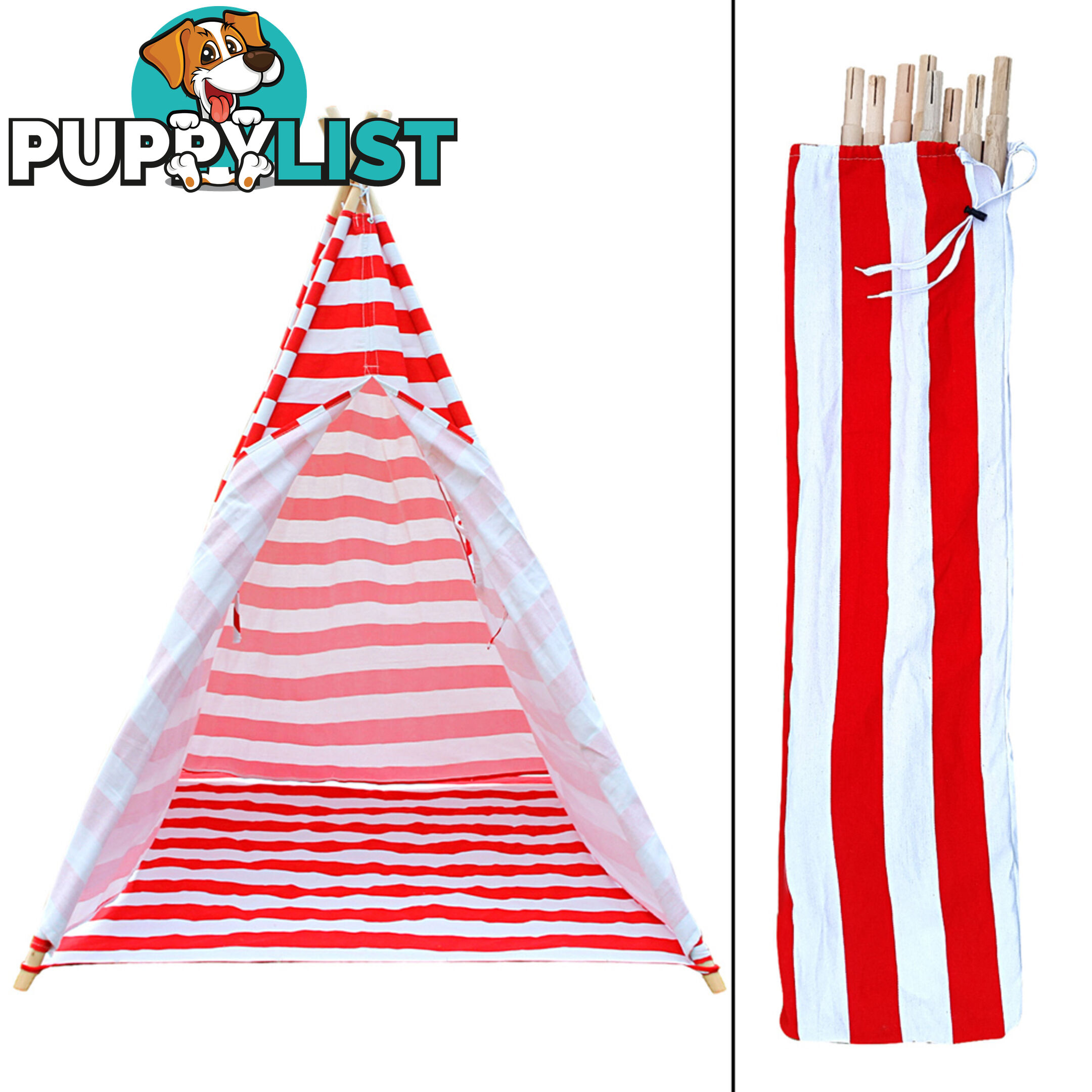 Kids Play Tent Children Canvas Teepee Pretend Playhouse Outdoor Indoor Tipi Red