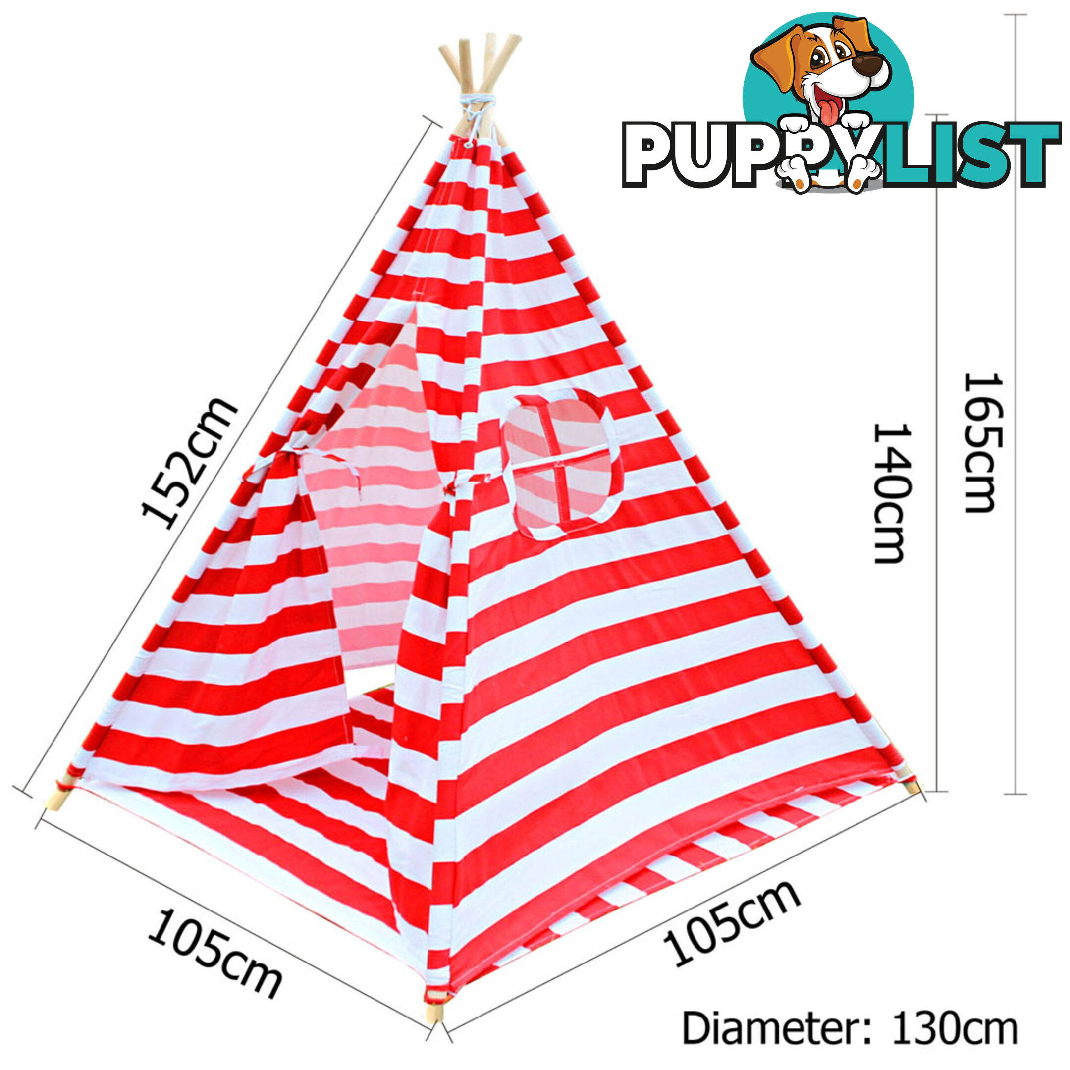 Kids Play Tent Children Canvas Teepee Pretend Playhouse Outdoor Indoor Tipi Red