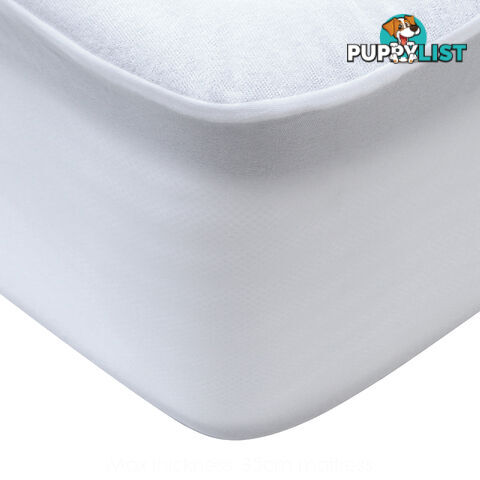 140GSM Terry Cotton Waterproof Mattress Protector Fully Fitted Bed Cover Single