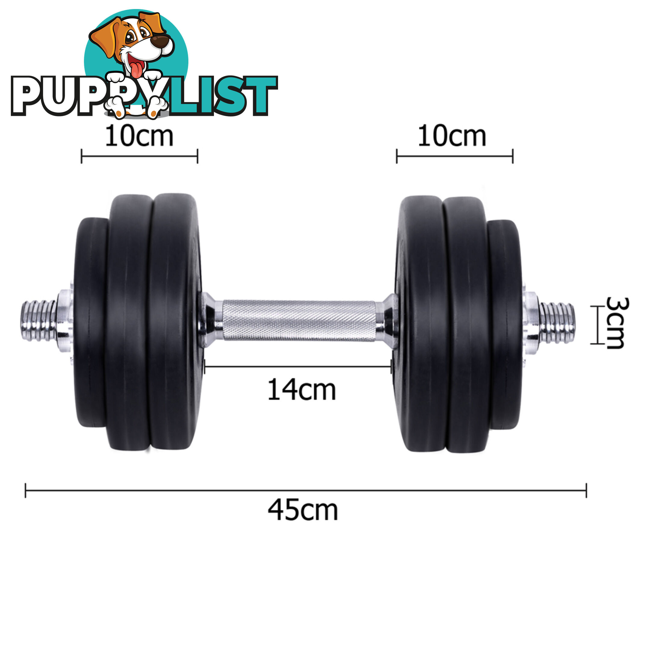 30KG Dumbbell Set Home Gym Fitness Exercise Body Workout Adjustable Weights