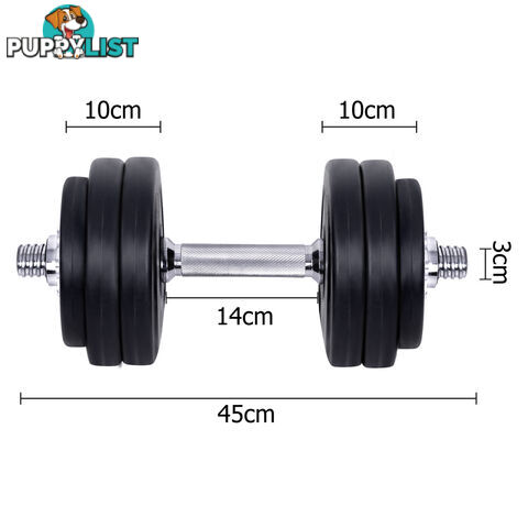 30KG Dumbbell Set Home Gym Fitness Exercise Body Workout Adjustable Weights