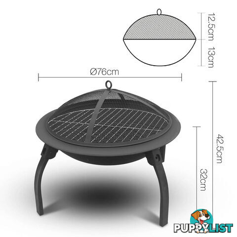 30 Inch Outdoor Garden Camping Portable Foldable Fire Pit BBQ Fireplace