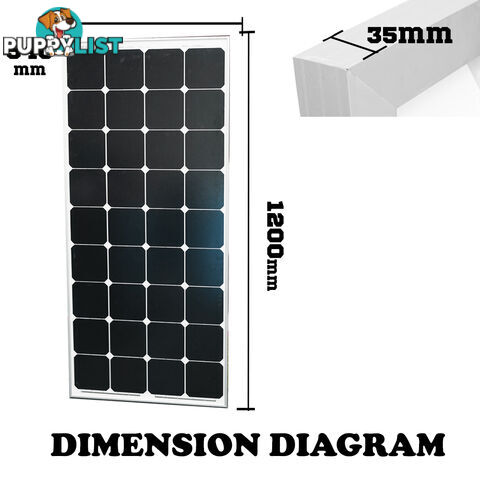 12V 130W Solar Panel Home Generator Camping Power Mono Charging Kit Battery PWM