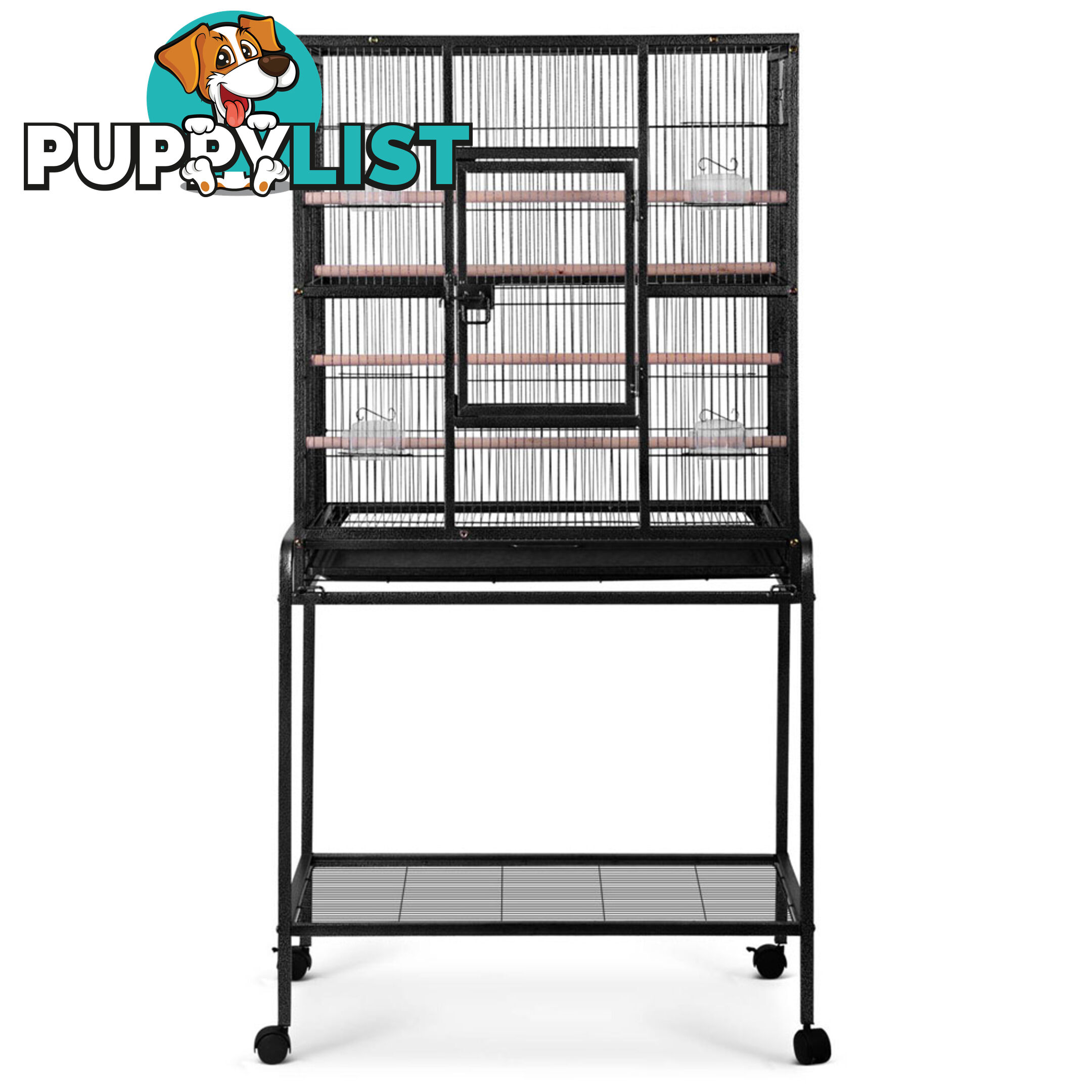 Pet Parrot Aviary Bird Cage Wheels Stand 160cm Black