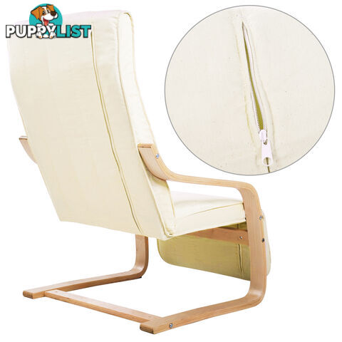 Birch Bentwood Adjustable Lounge Arm Chair w/ Fabric Cushion Beige