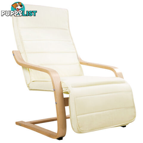 Birch Bentwood Adjustable Lounge Arm Chair w/ Fabric Cushion Beige