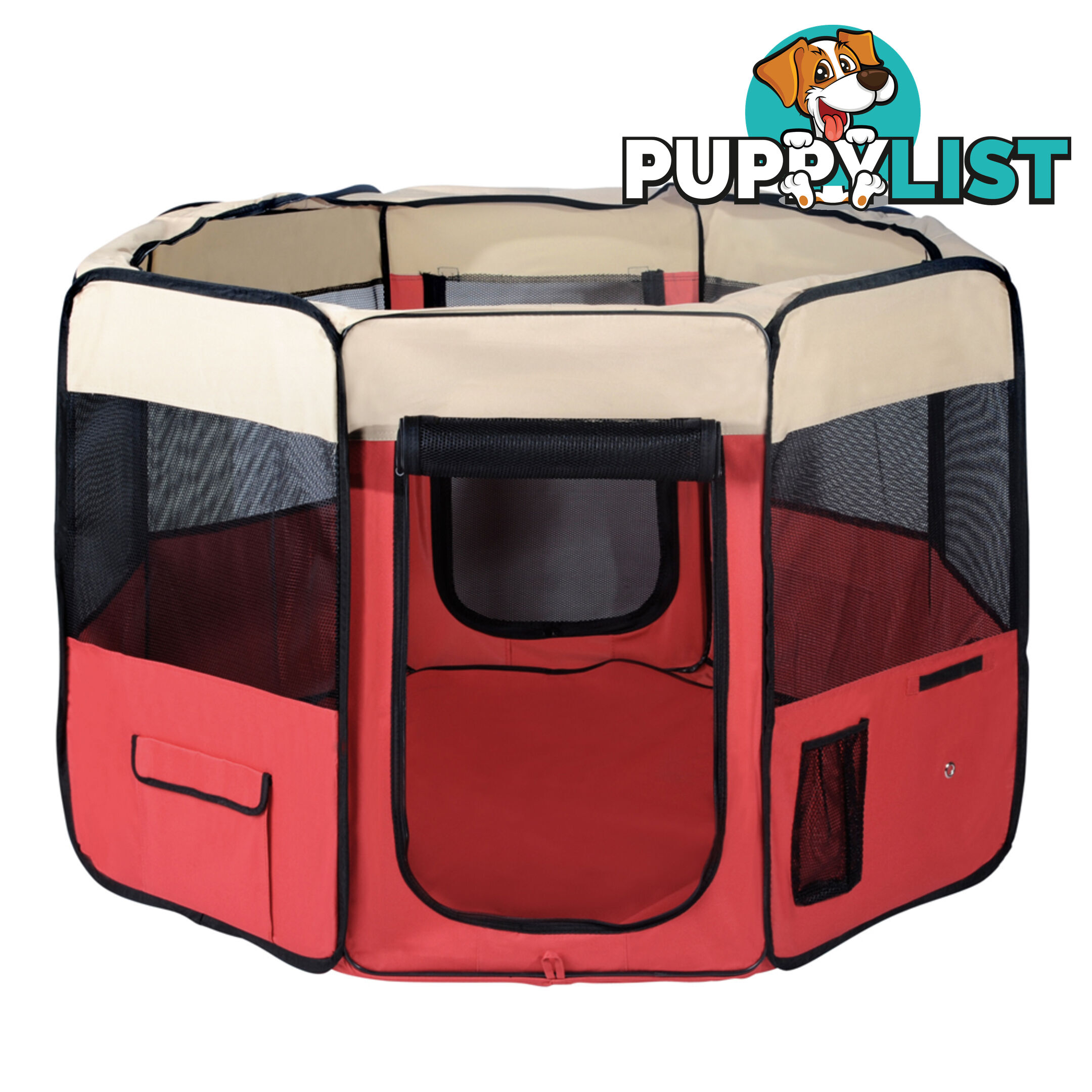 XL Portable Pet Playpen 8 Panels Dog Puppy Cat Exercise Soft Cage Crate Tent Red