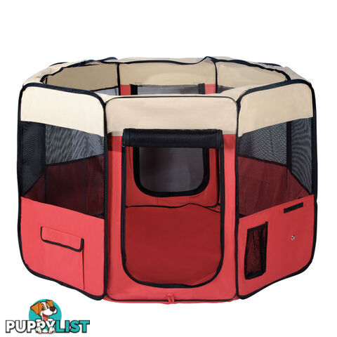 XL Portable Pet Playpen 8 Panels Dog Puppy Cat Exercise Soft Cage Crate Tent Red