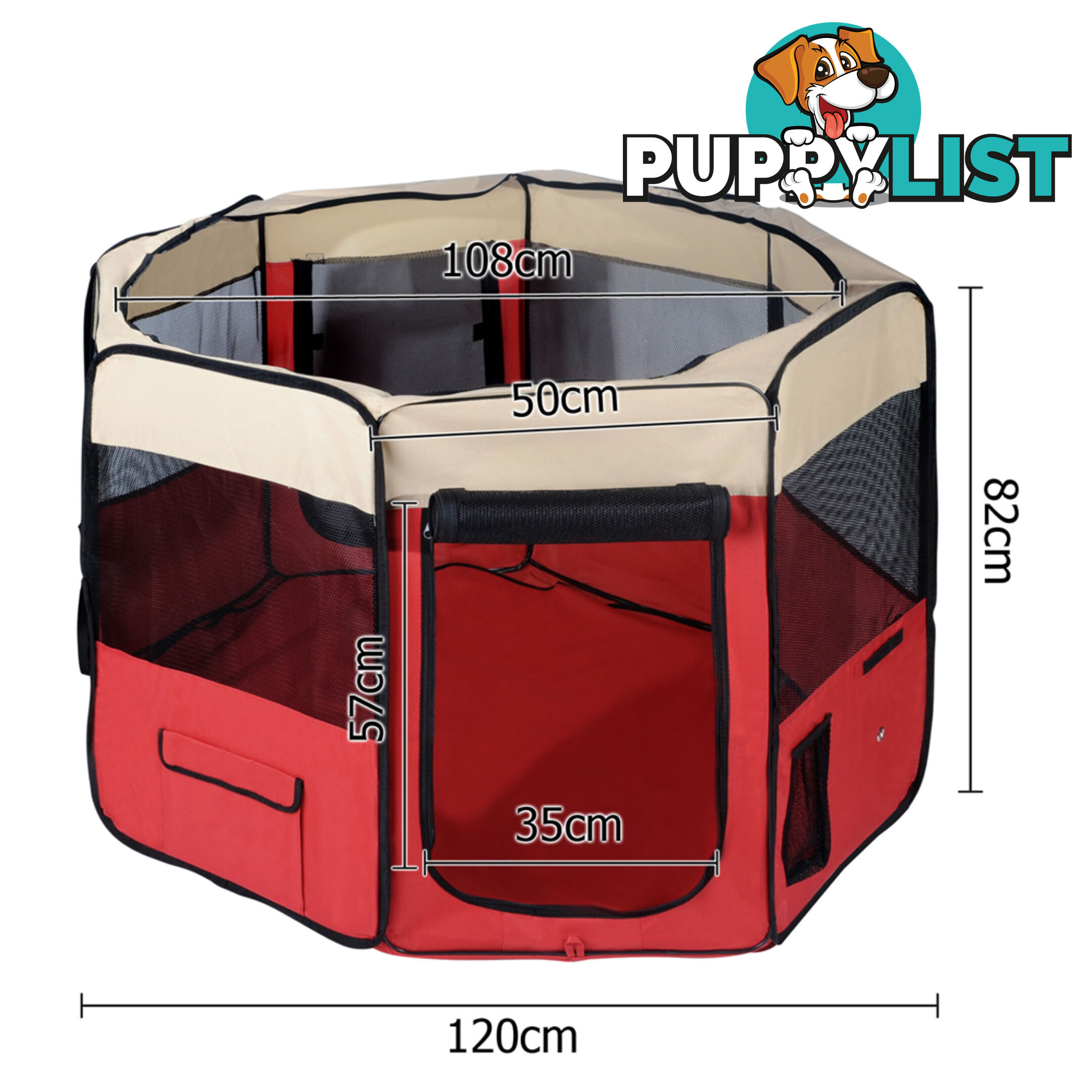 XL Portable Pet Playpen 8 Panels Dog Puppy Cat Exercise Soft Cage Crate Tent Red