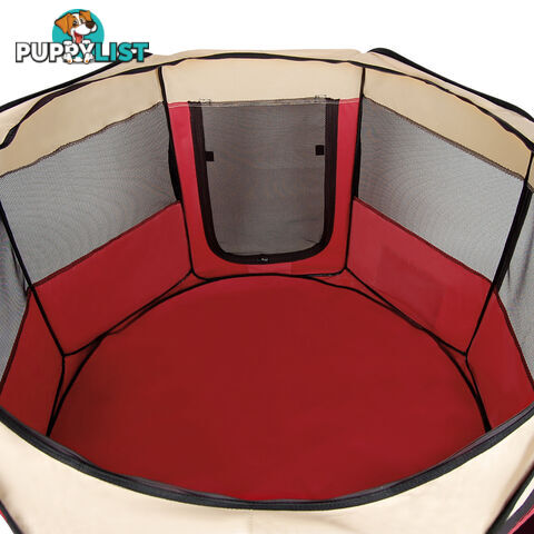 XL Portable Pet Playpen 8 Panels Dog Puppy Cat Exercise Soft Cage Crate Tent Red