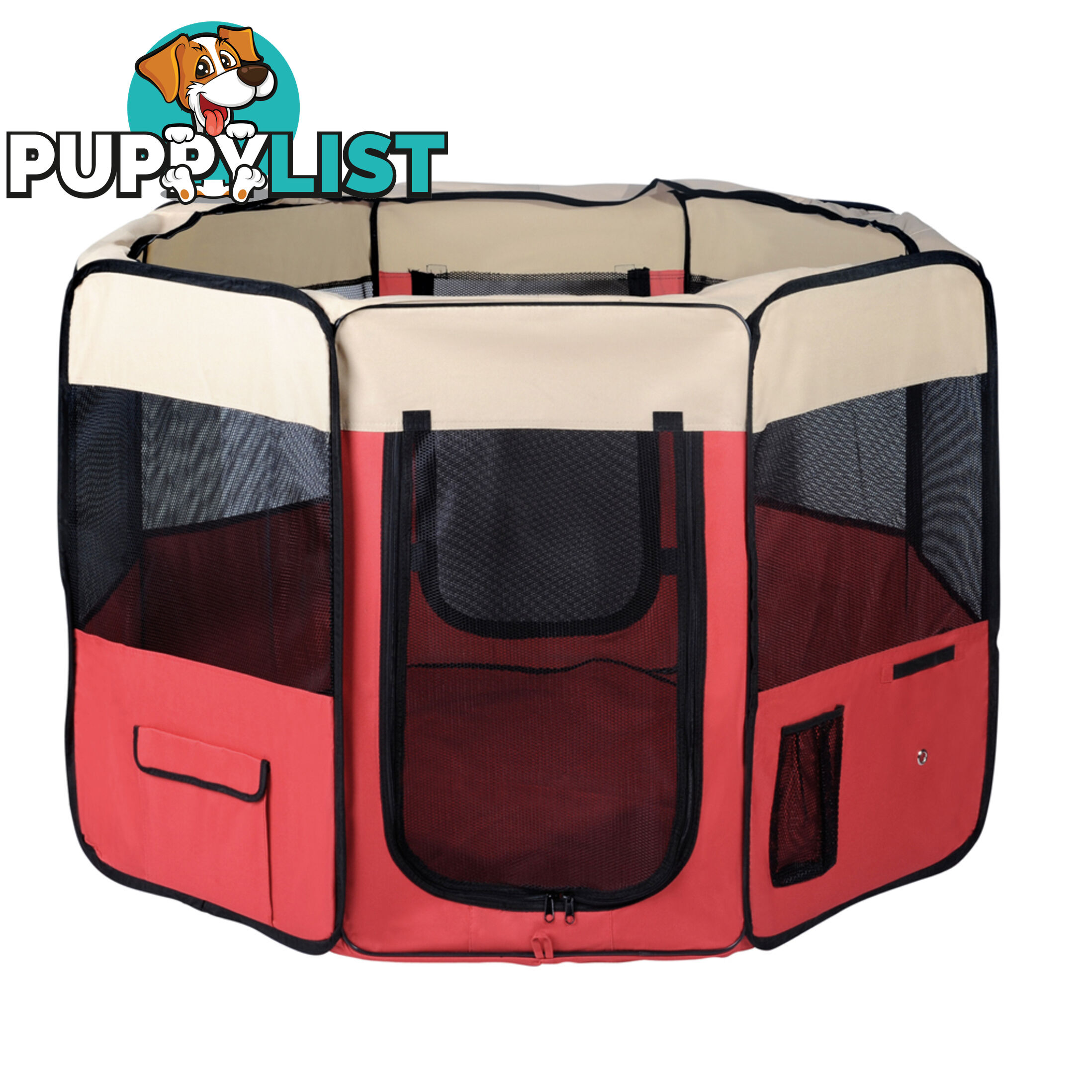 XL Portable Pet Playpen 8 Panels Dog Puppy Cat Exercise Soft Cage Crate Tent Red