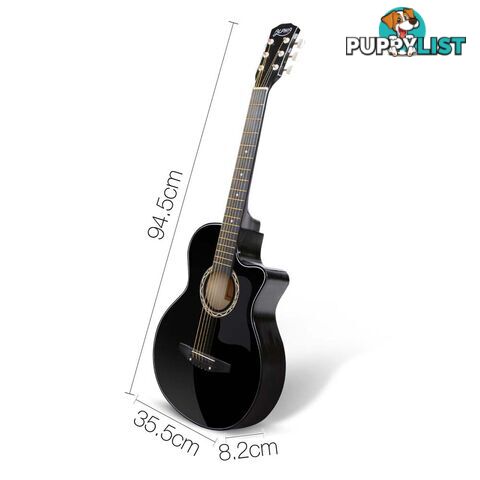 38 Inch Wooden Acoustic Guitar Black