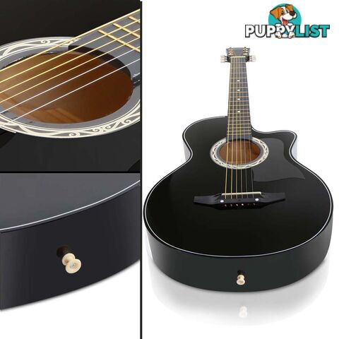 38 Inch Wooden Acoustic Guitar Black