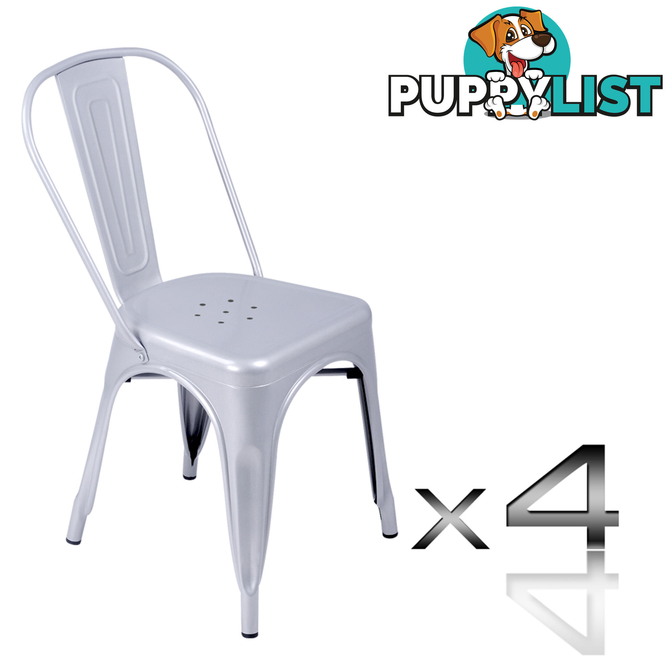 Set of 4 Replica Tolix Dining Metal Chair Gloss Metal