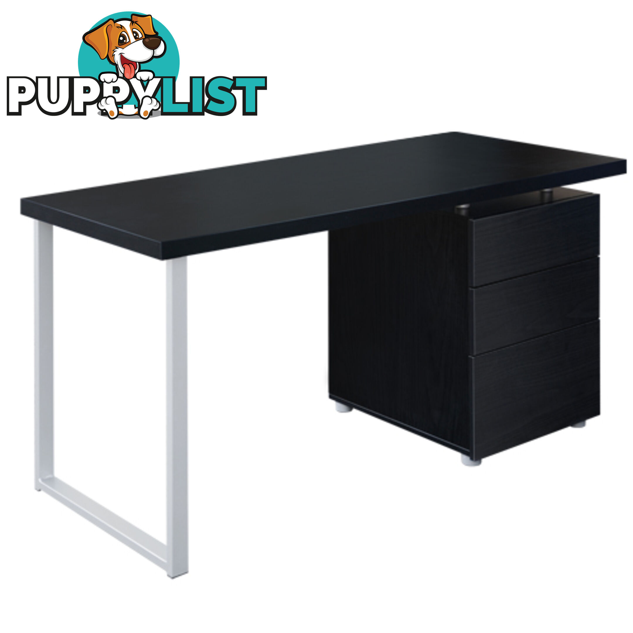 Office Computer Desk Home Study Table 3 Drawer Cabinet Student Kids Desk Black