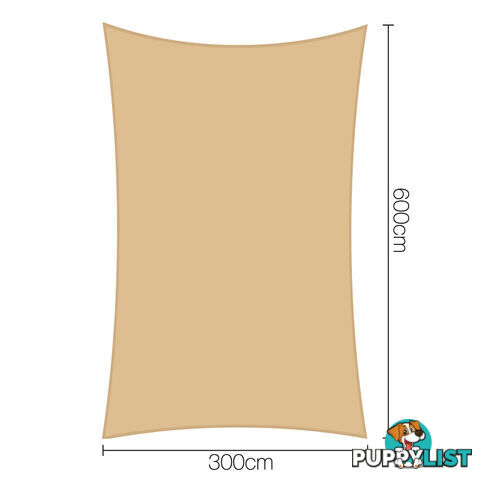 Rectangle Heavy Duty Shade Sail Cloth Sun Canopy Shadecloth 3 x 6m Sand 185g/m2