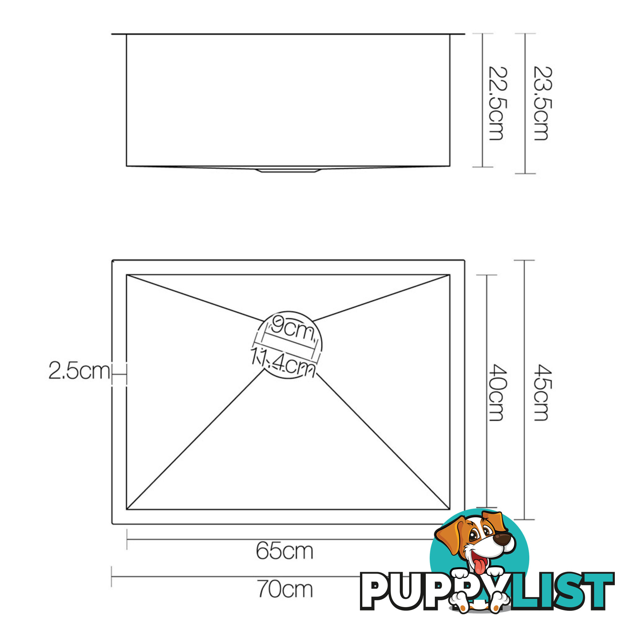 Handmade Stainless Steel Kitchen Laundry Sink Topmount Undermount 700 x 450mm