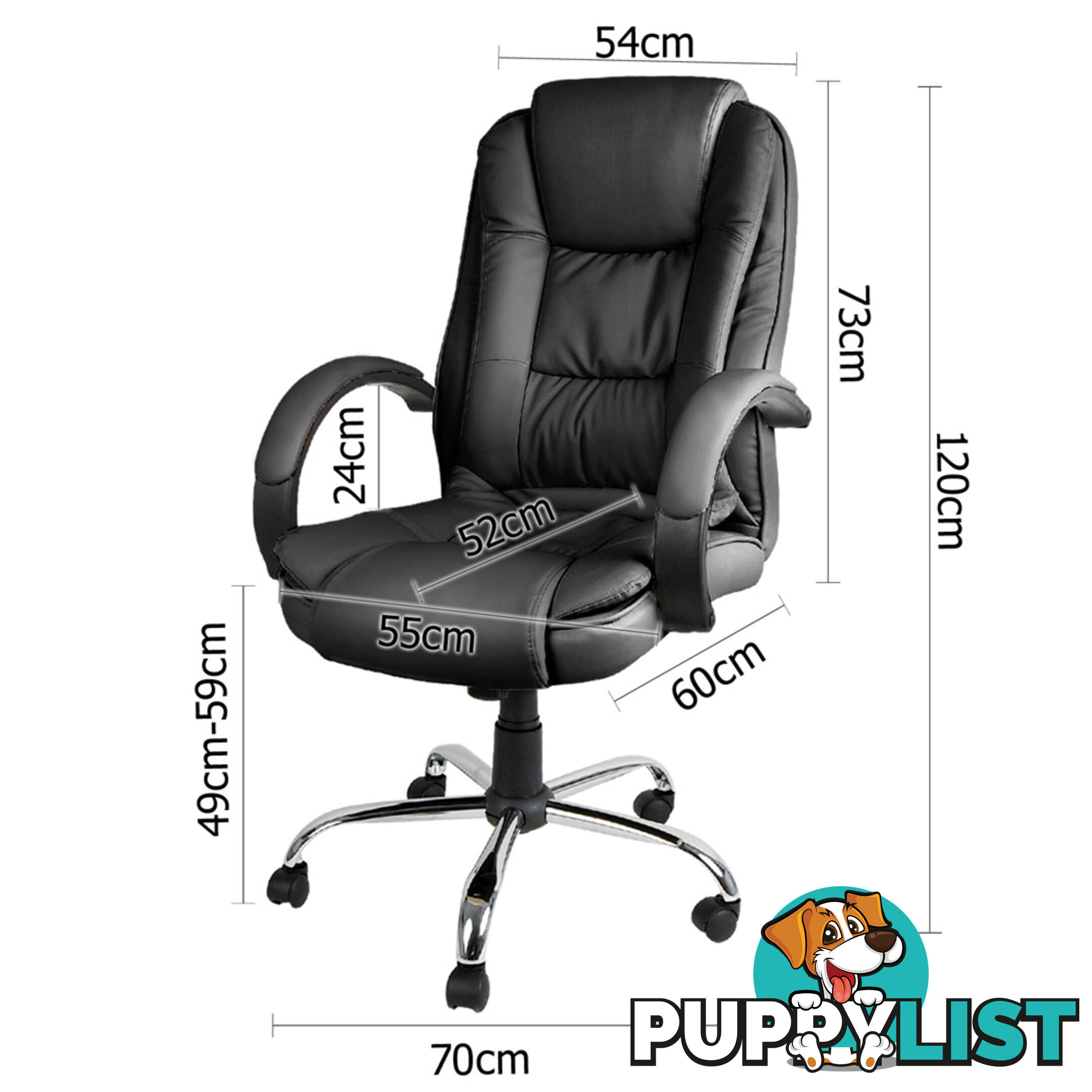 Premium PU Leather Office Computer Chair Black