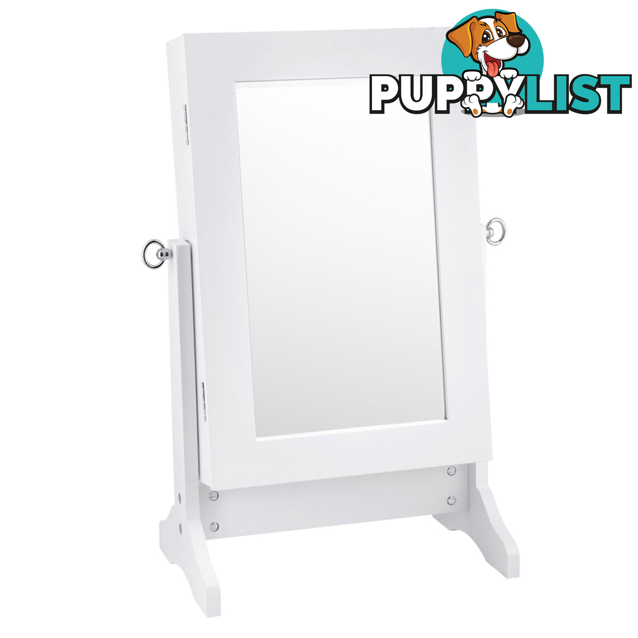 Table top Jewellery Cabinet w/ Mirror White