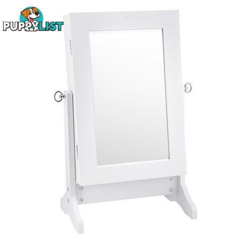 Table top Jewellery Cabinet w/ Mirror White