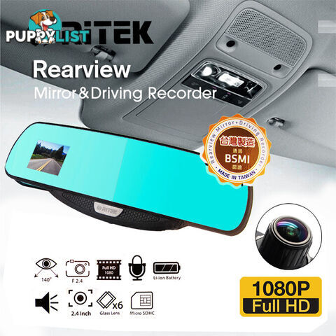 Ritek Full HD 1080 CRMT 01 Rearview Mirror + Driving Recorder