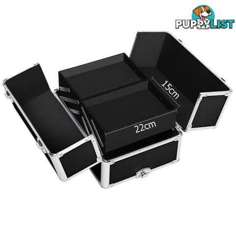 7in1 Black Aluminium Frame Professional Beauty Makeup Trolley Cosmetic Case Box